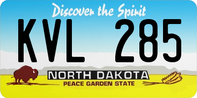 ND license plate KVL285