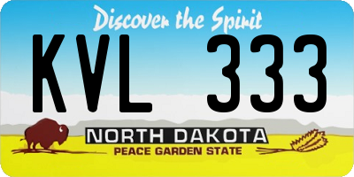 ND license plate KVL333