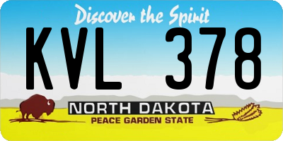 ND license plate KVL378