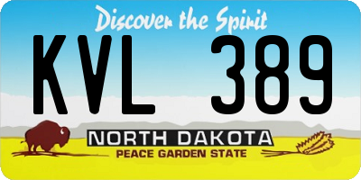 ND license plate KVL389