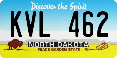 ND license plate KVL462