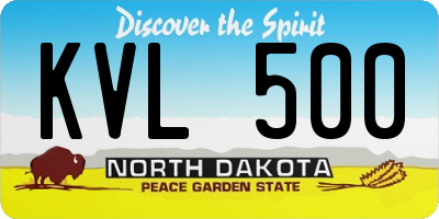 ND license plate KVL500