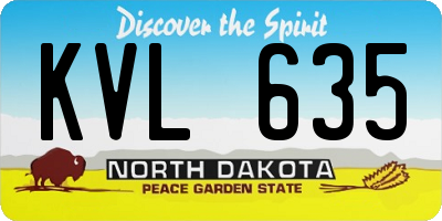 ND license plate KVL635