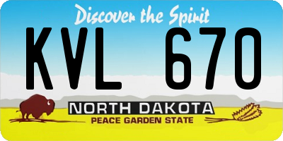 ND license plate KVL670