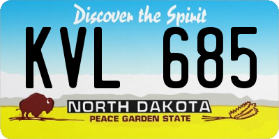 ND license plate KVL685