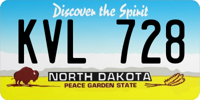 ND license plate KVL728