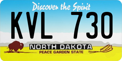 ND license plate KVL730