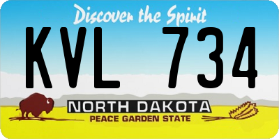 ND license plate KVL734