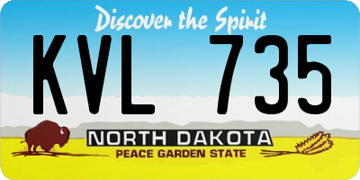 ND license plate KVL735