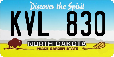 ND license plate KVL830