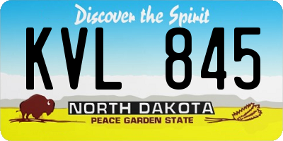 ND license plate KVL845
