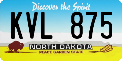 ND license plate KVL875