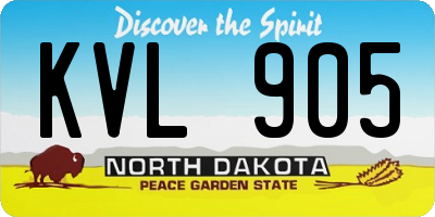 ND license plate KVL905