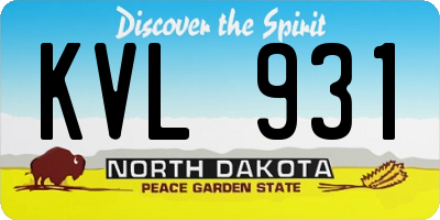 ND license plate KVL931