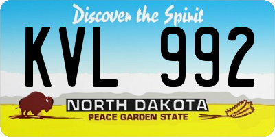 ND license plate KVL992