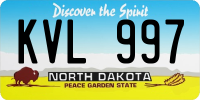 ND license plate KVL997