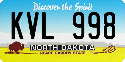 ND license plate KVL998