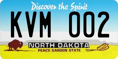 ND license plate KVM002