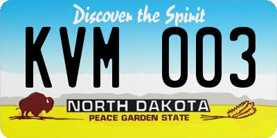 ND license plate KVM003