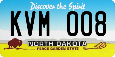 ND license plate KVM008