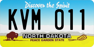 ND license plate KVM011
