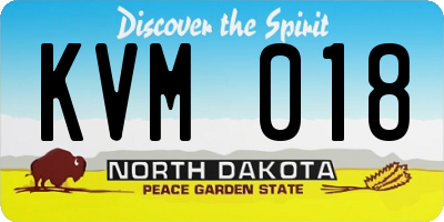 ND license plate KVM018