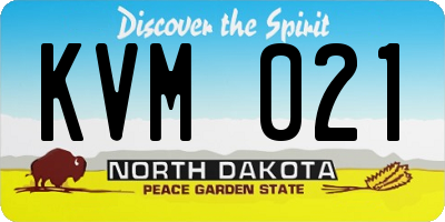 ND license plate KVM021
