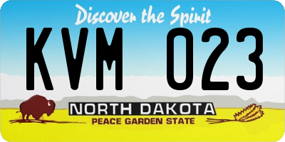 ND license plate KVM023