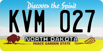 ND license plate KVM027
