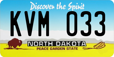 ND license plate KVM033