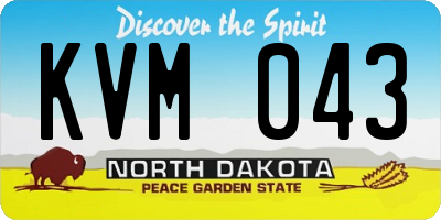 ND license plate KVM043