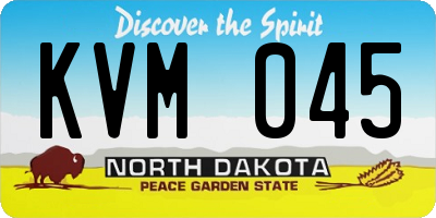 ND license plate KVM045
