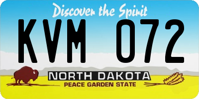 ND license plate KVM072