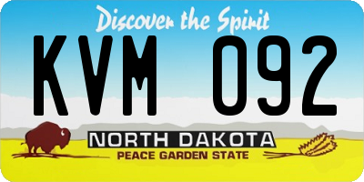 ND license plate KVM092