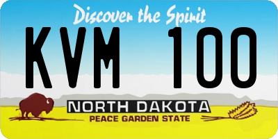 ND license plate KVM100