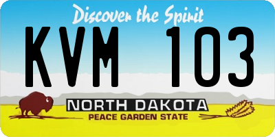 ND license plate KVM103