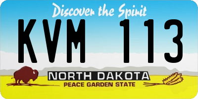 ND license plate KVM113