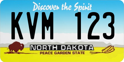 ND license plate KVM123