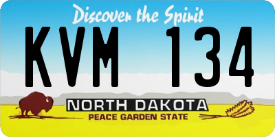 ND license plate KVM134
