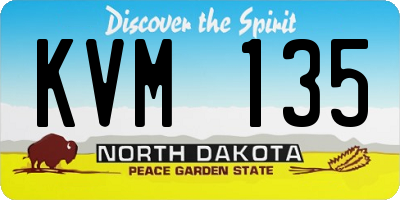 ND license plate KVM135