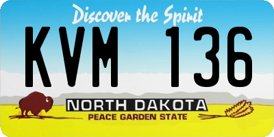 ND license plate KVM136