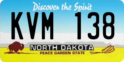 ND license plate KVM138