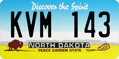 ND license plate KVM143