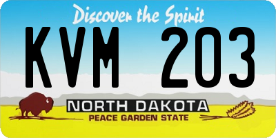 ND license plate KVM203