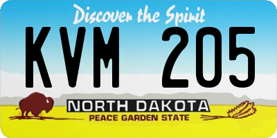 ND license plate KVM205