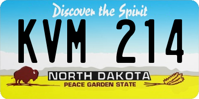 ND license plate KVM214
