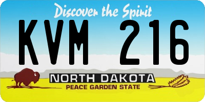 ND license plate KVM216