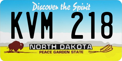 ND license plate KVM218