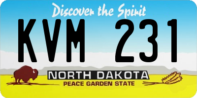 ND license plate KVM231