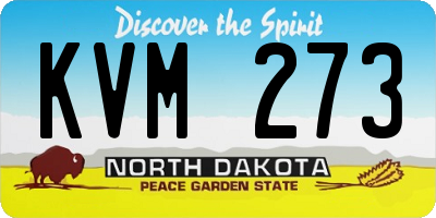 ND license plate KVM273